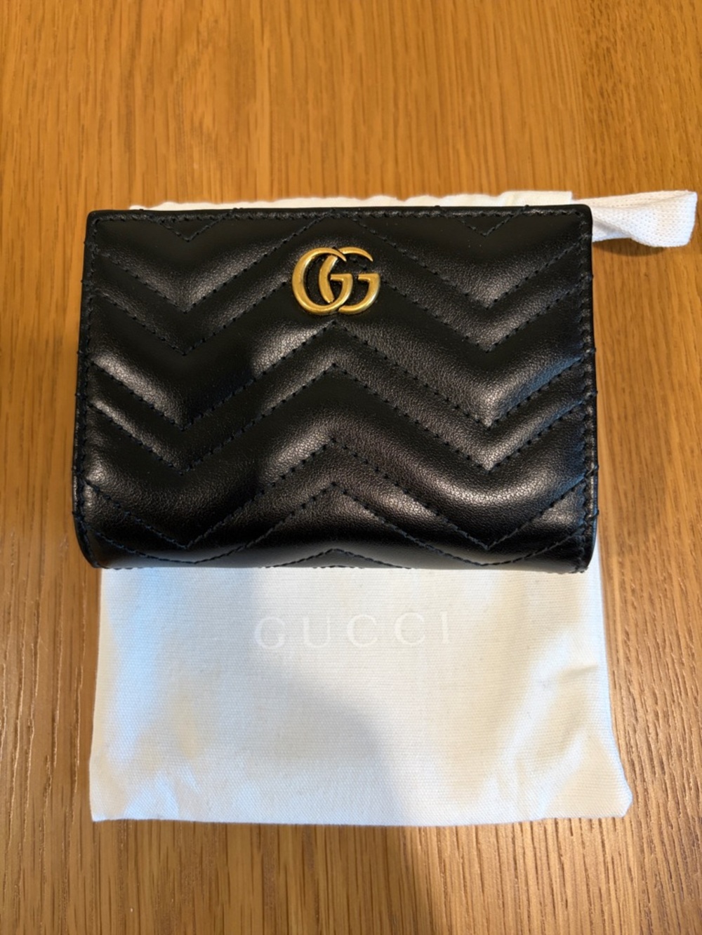 Gucci Black Quilted Chevron Marmont Wallet